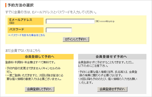 予約方法の選択イメージ